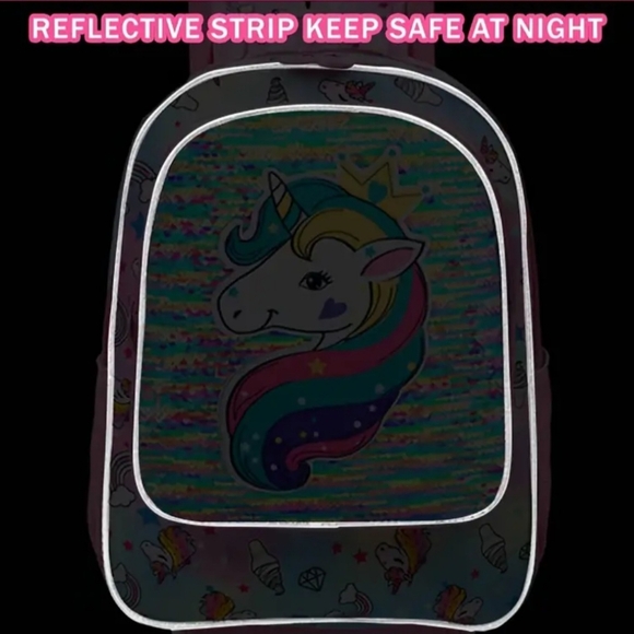 Set of three rolling unicorn backpacks - Picture 4 of 4